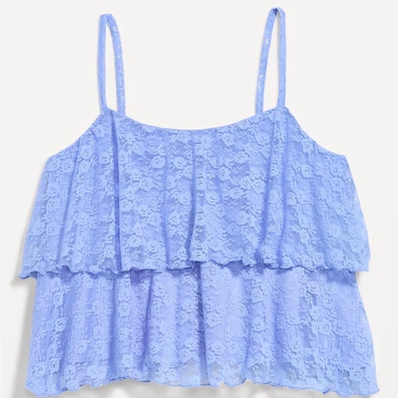 Old Navy Women's Light Blue Lace Tank Top - Picture 3 of 7